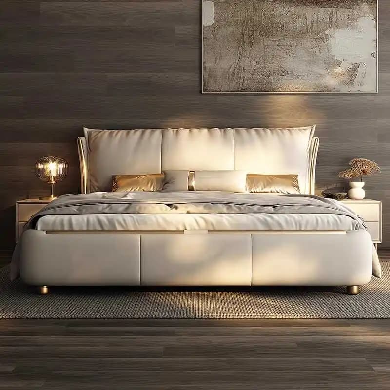 Cadre De lit moderne princesse Beige, imperméable, design, pour chambre à coucher, Double, pleine ta