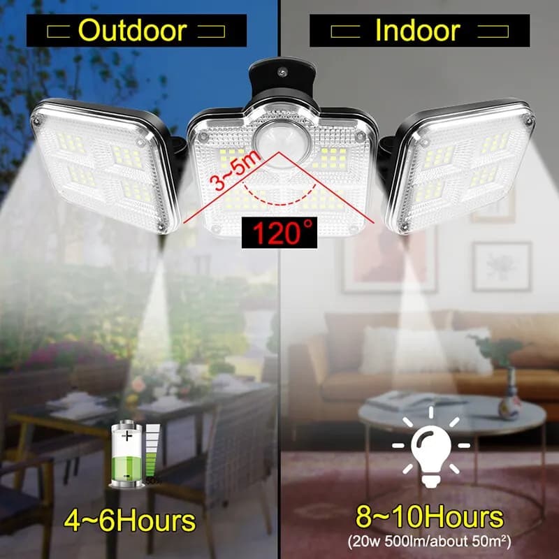 Lampe solaire étanche IP65 avec tête réglable, lampe de jardin, grand angle d'éclairage, 3 modes, 20