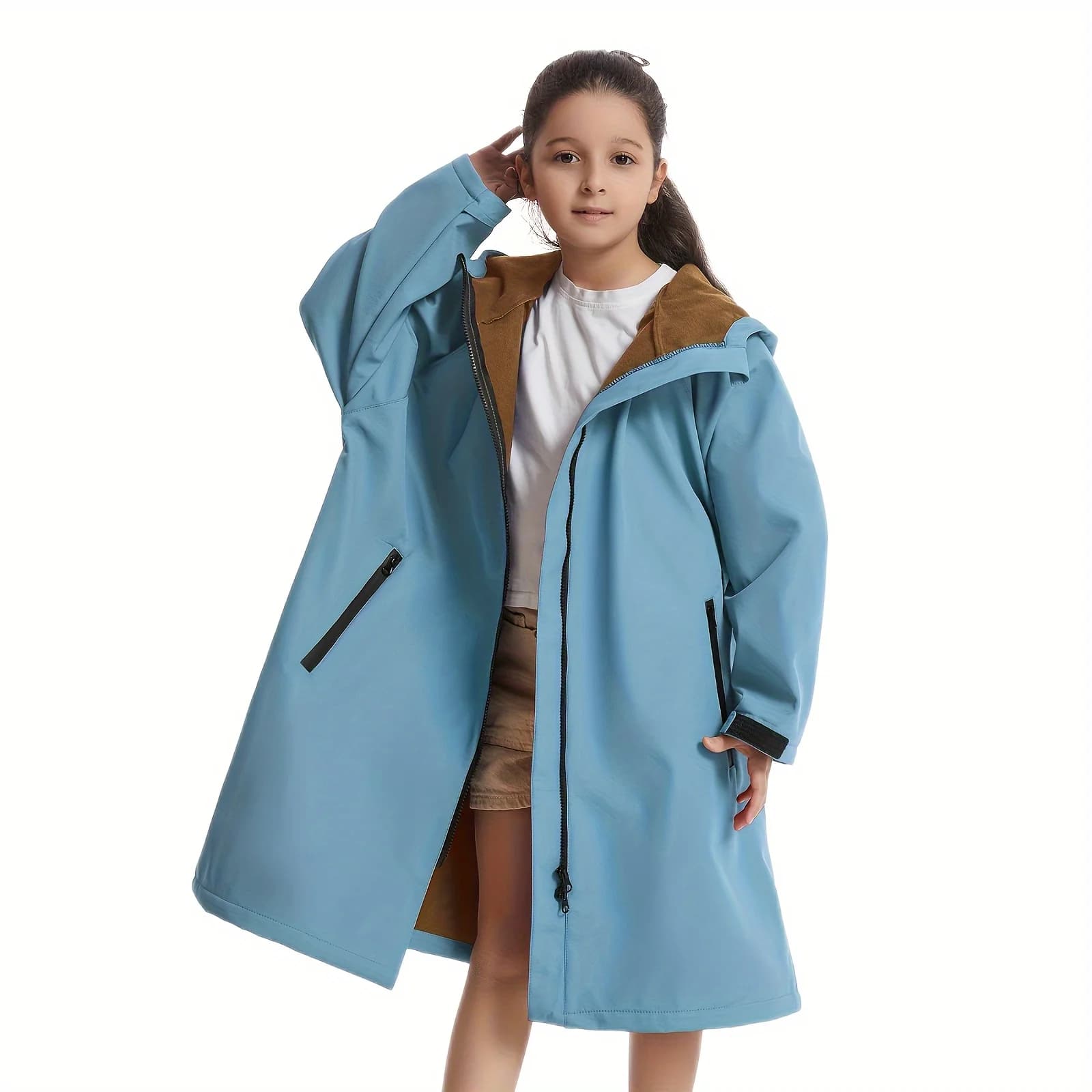 Mutao Poncho de Surf imperméable et coupe-vent, Robe à langer chaude d'extérieur à manches longues a