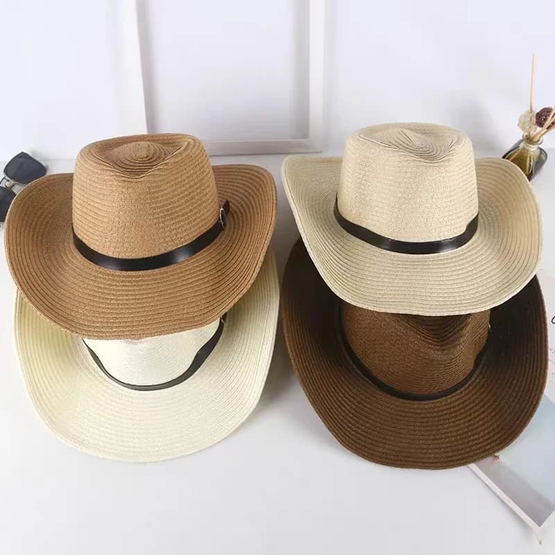 Chapeau de paille jazz pliable pour hommes et femmes, extra large, taille 62cm, lanière de plage d'é