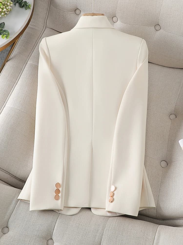 Blazer formel pour dames de bureau pour femmes, veste mince, beige, café, noir, vêtements de travail