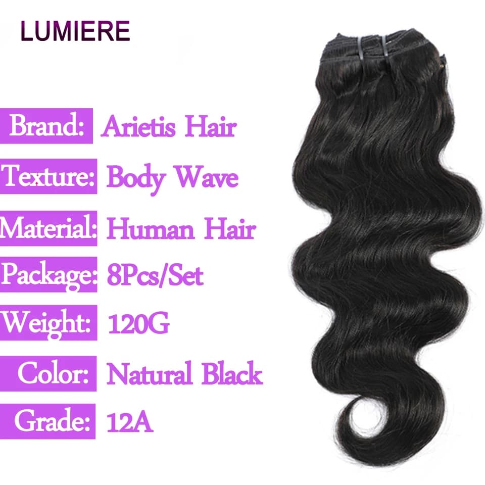 Clips de vague de corps dans les Extensions de cheveux humains brésilien 100% vierge Raw4B 4C Afro c