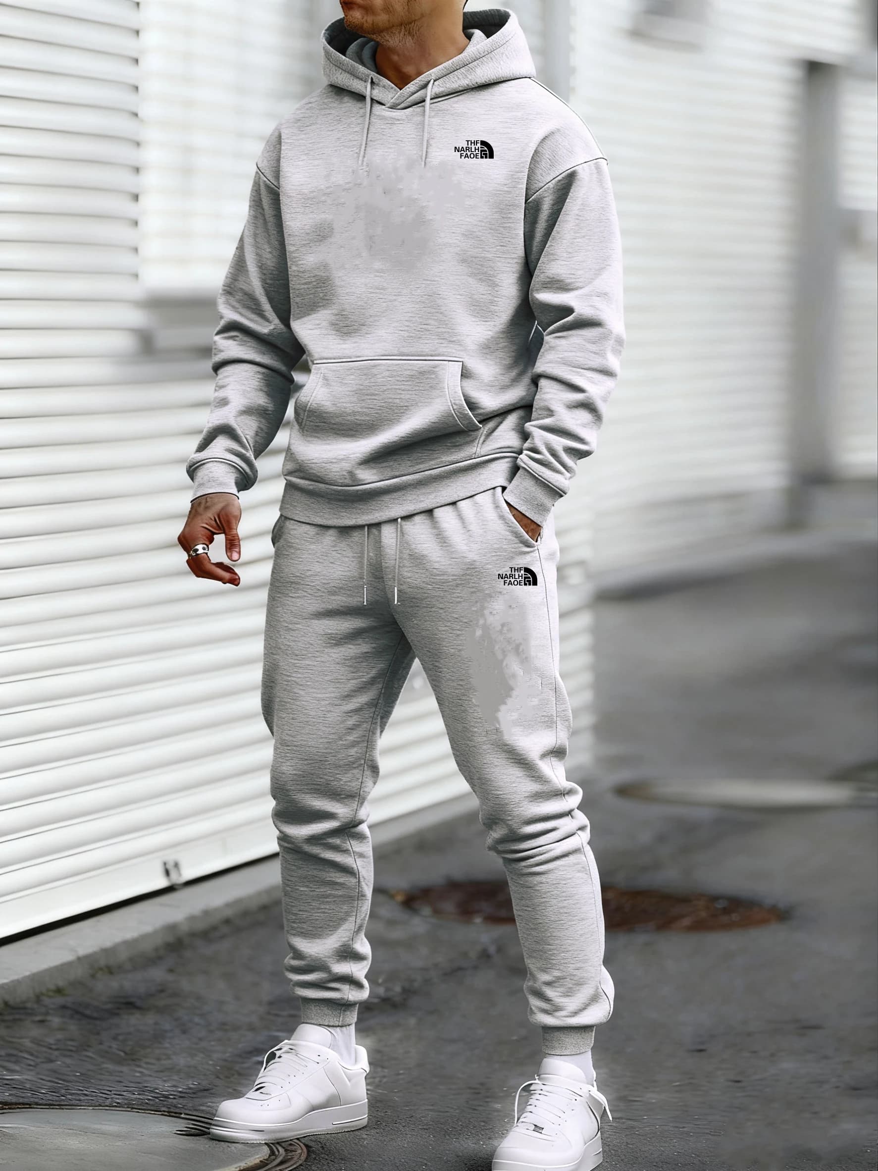 Ensemble décontracté deux pièces pour homme, automne et hiver, sweat-shirt à capuche et pantalon ave