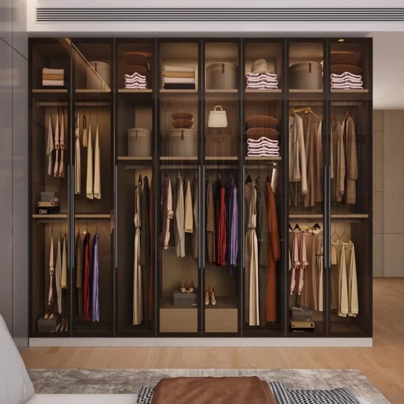 Portes en verre armoire étagères de luxe salon économiser placards vêtements Double armoire maison p