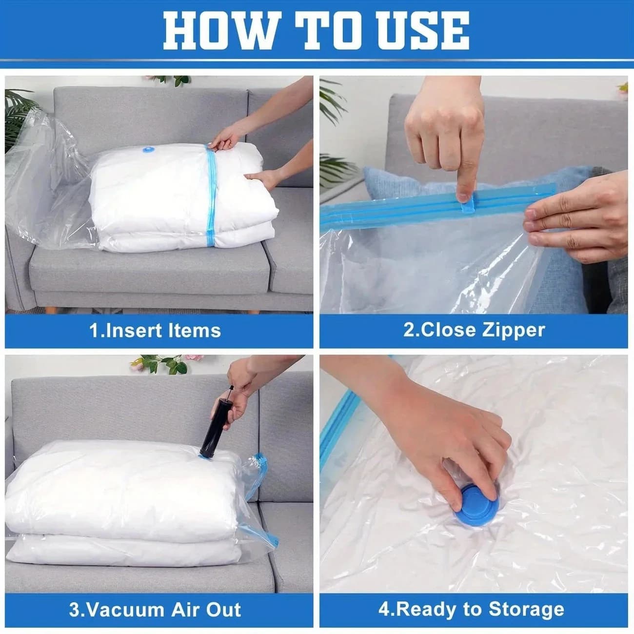Lot de 3/5/10 Sacs de Rangement sous Vide pour Vêtements et Literie Sacs de Compression Économiseurs