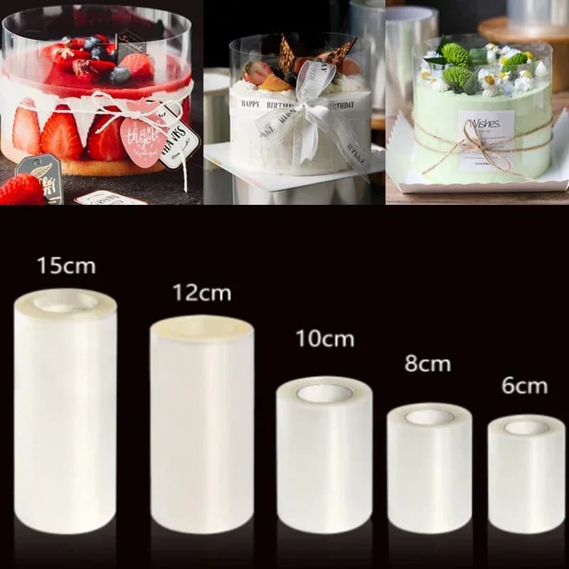 1 rouleau de Film Surround pour gâteau, ustensiles de cuisson, Film en acétate Transparent, collier 