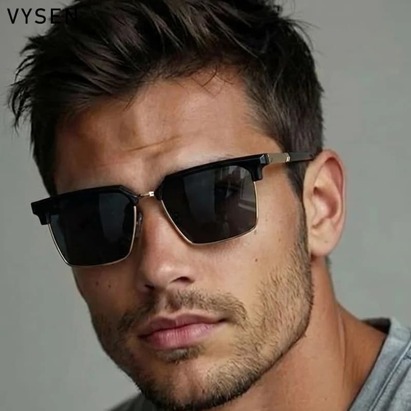 Lunettes de soleil carrées surdimensionnées de luxe 2026 pour hommes, style Y2K punk, design futuris