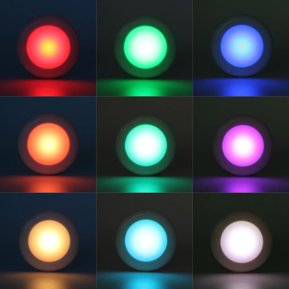 Rondelle lumineuse LED RVB avec télécommande, lampe de nuit à intensité variable, lampes à coller po