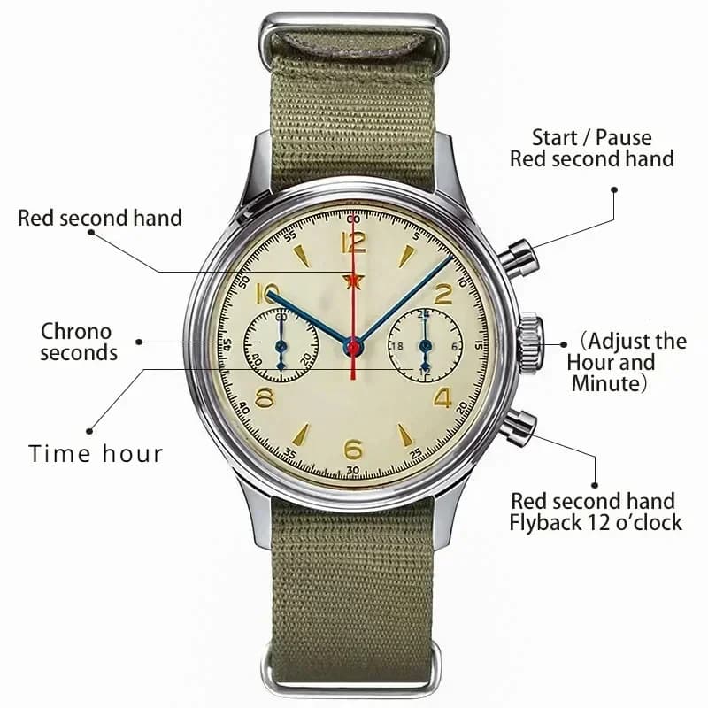 Montres pour hommes 1963 pilote montre automatique 42mm étanche rétro quartz chronographe montre hab