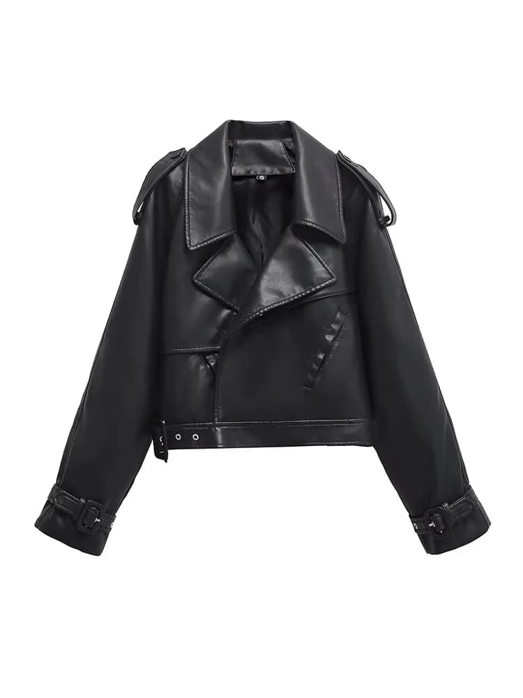 BBWM Faux cuir Bomber vestes pour femme veste mode recadrée femme Streetwear vêtements d'extérieur à