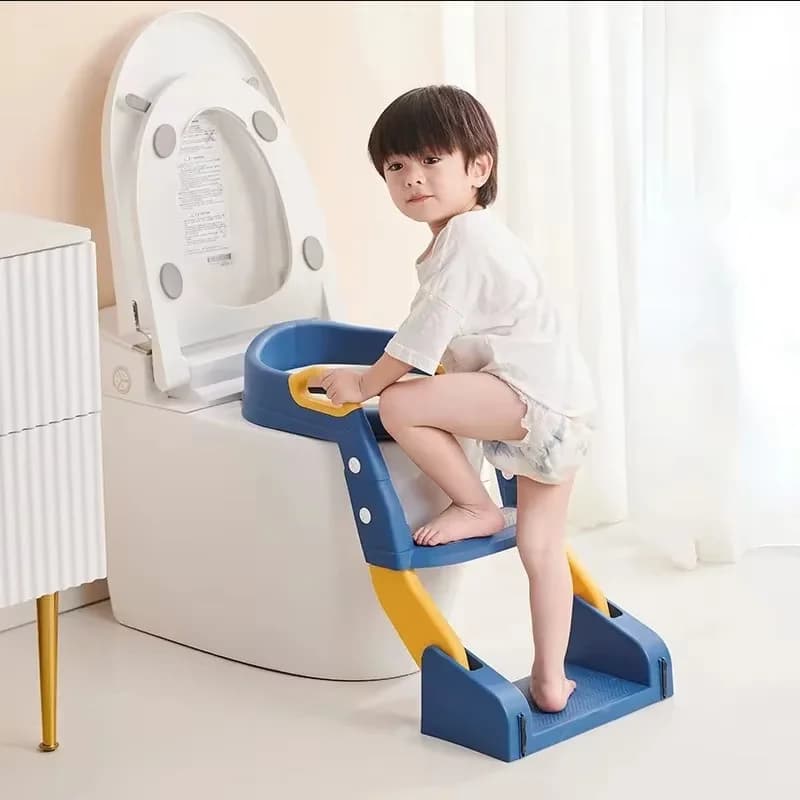 Siège de toilette portable pour enfants, pliable, réglable en hauteur, avec tapis rembourré imperméa