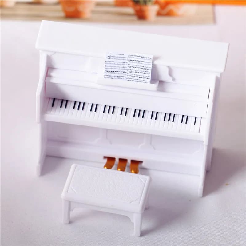 Maison de poupée Mini meubles salon scène modèle Miniature Piano et Piano tabouret, maison de jeu dé