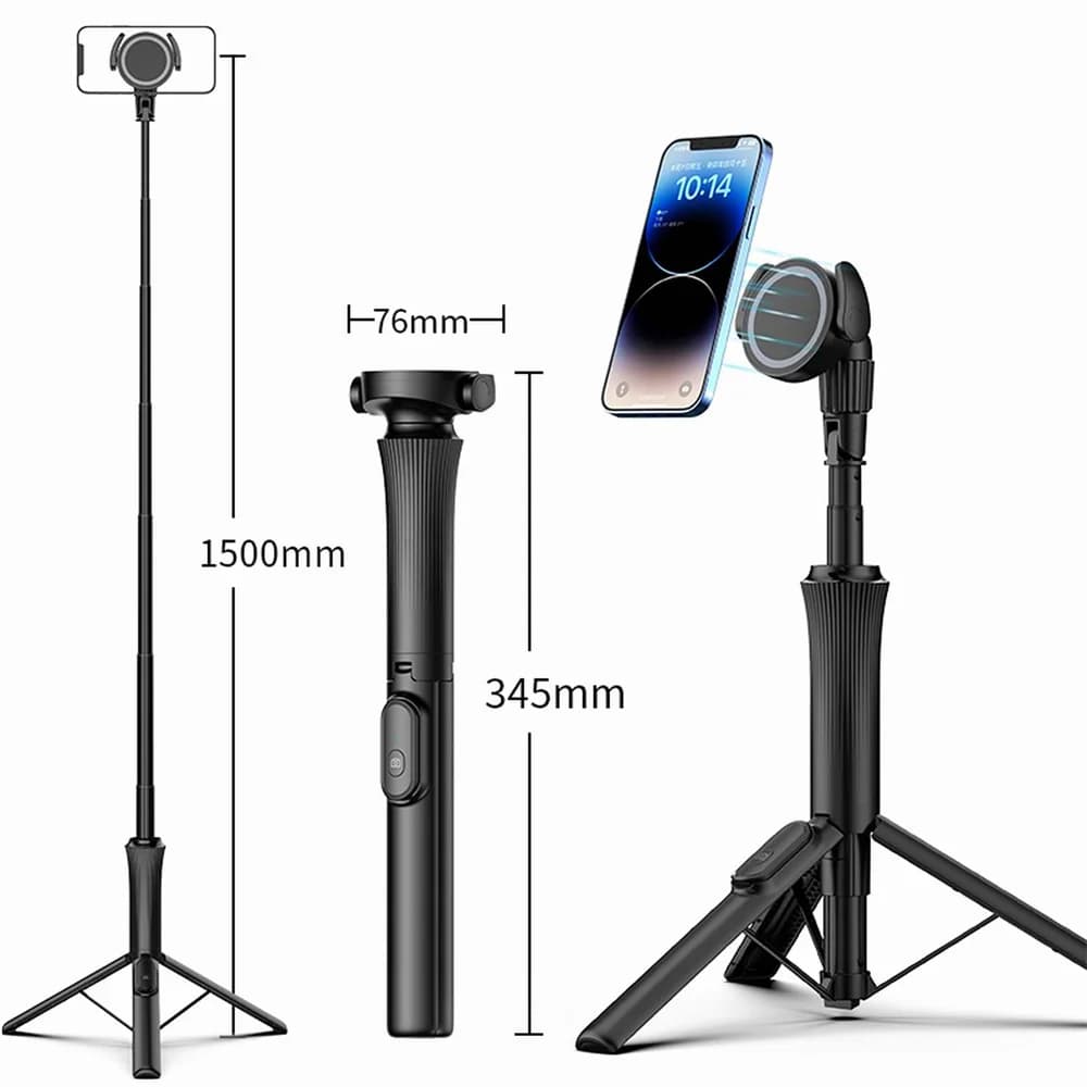Trépied perche à Selfie magnétique 2025 avec télécommande, support de téléphone extensible pour MagS