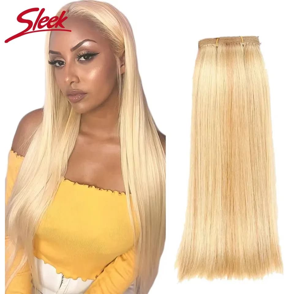 Extensions de cheveux humains naturels brésiliens lisses, double épaisseur, Remy, blond miel 613 6 #