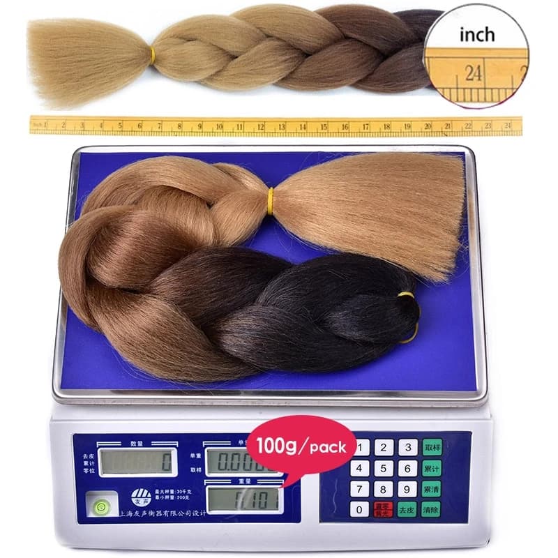 Tressage synthétique ombré 24 pouces, 1 paquet, boîte pré-étirée, Extensions de Crochet colorées Jum