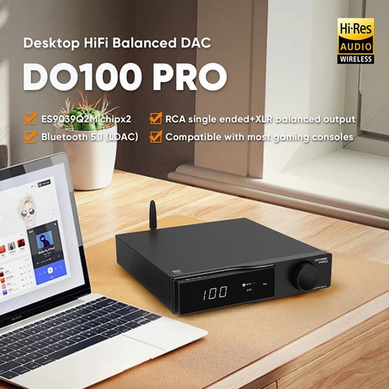 SMSL DO100 Pro, décodeur double DAC MQA haute résolution ES9039Q2M, Bluetooth 5.1 DSD512, OPA1612, H