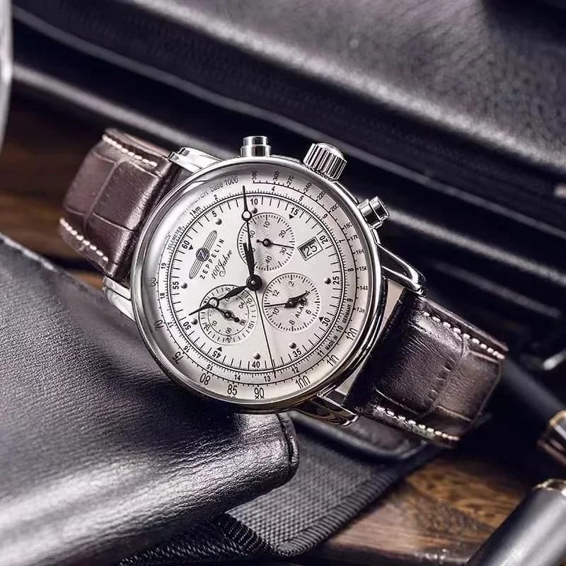 Nouvelle montre-bracelet automatique Zeppelin 2026 avec date, chronographe à trois aiguilles, multif