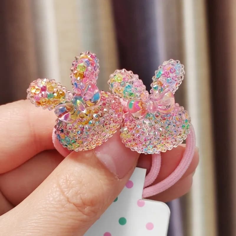 2 pièces belle bande dessinée coloré paillettes cerise filles bandes de cheveux élastiques princesse