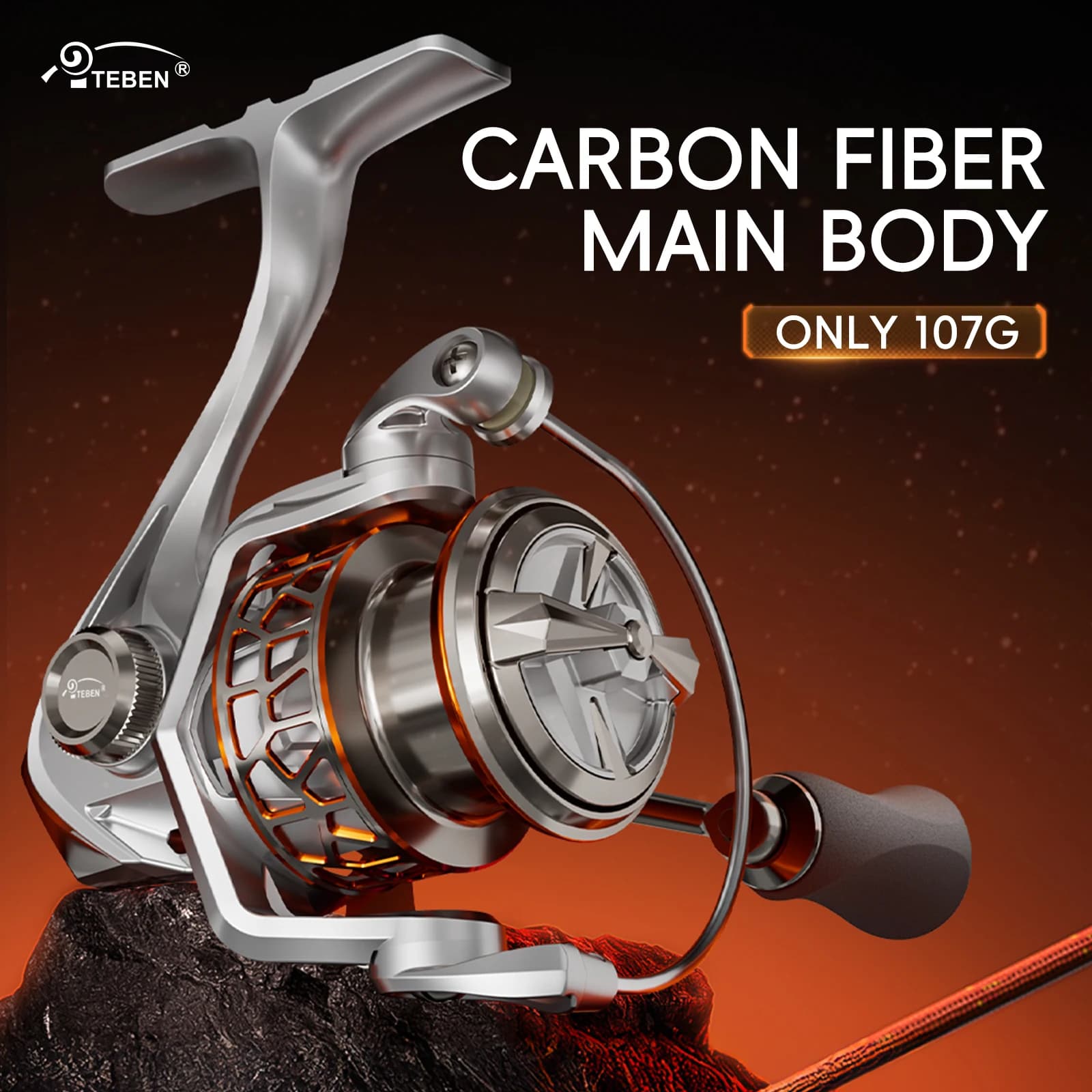 TEBEN – moulinets de pêche légers en Fiber de carbone, 109G, 5 + 1BB, frein Max de 6,61 lb, rapport 