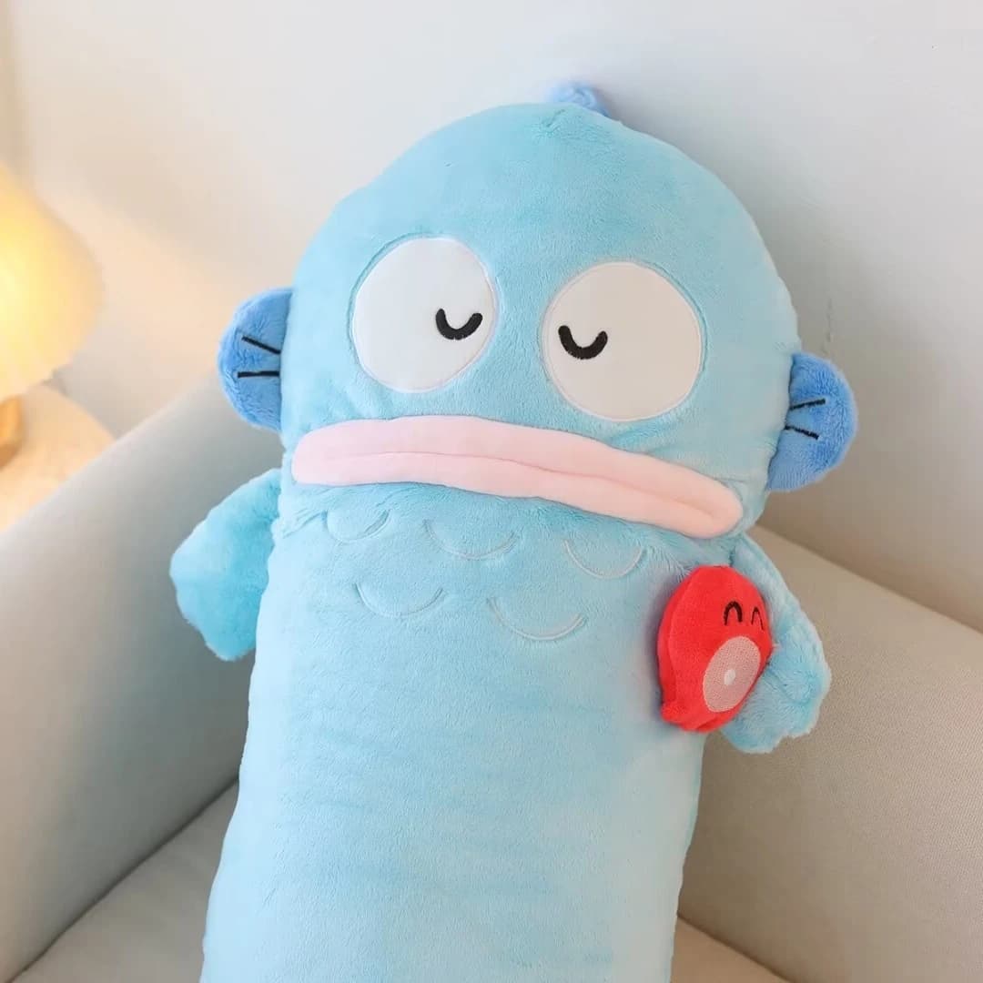 Coussin Long Hangyodon mignon de 60cm, oreiller en peluche de dessin animé, coussin de dos de canapé