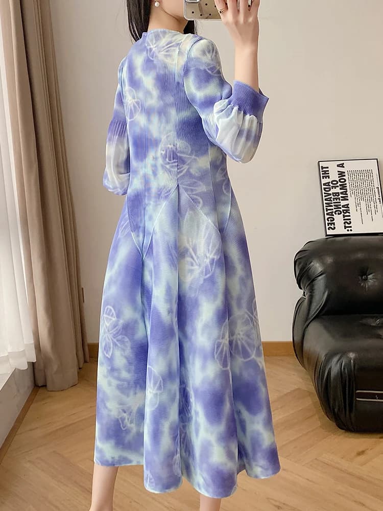 Miyake 2025 été nouvelle robe plissée plis boutons fins français plissé café pause robe Style étrang