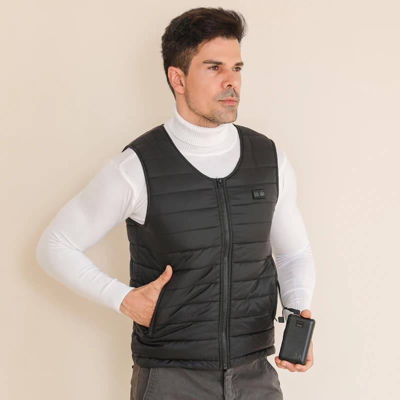 Nouveau hiver unisexe col en v 22 zones résistant à la chaleur gilet chaud personnes d'âge moyen et 