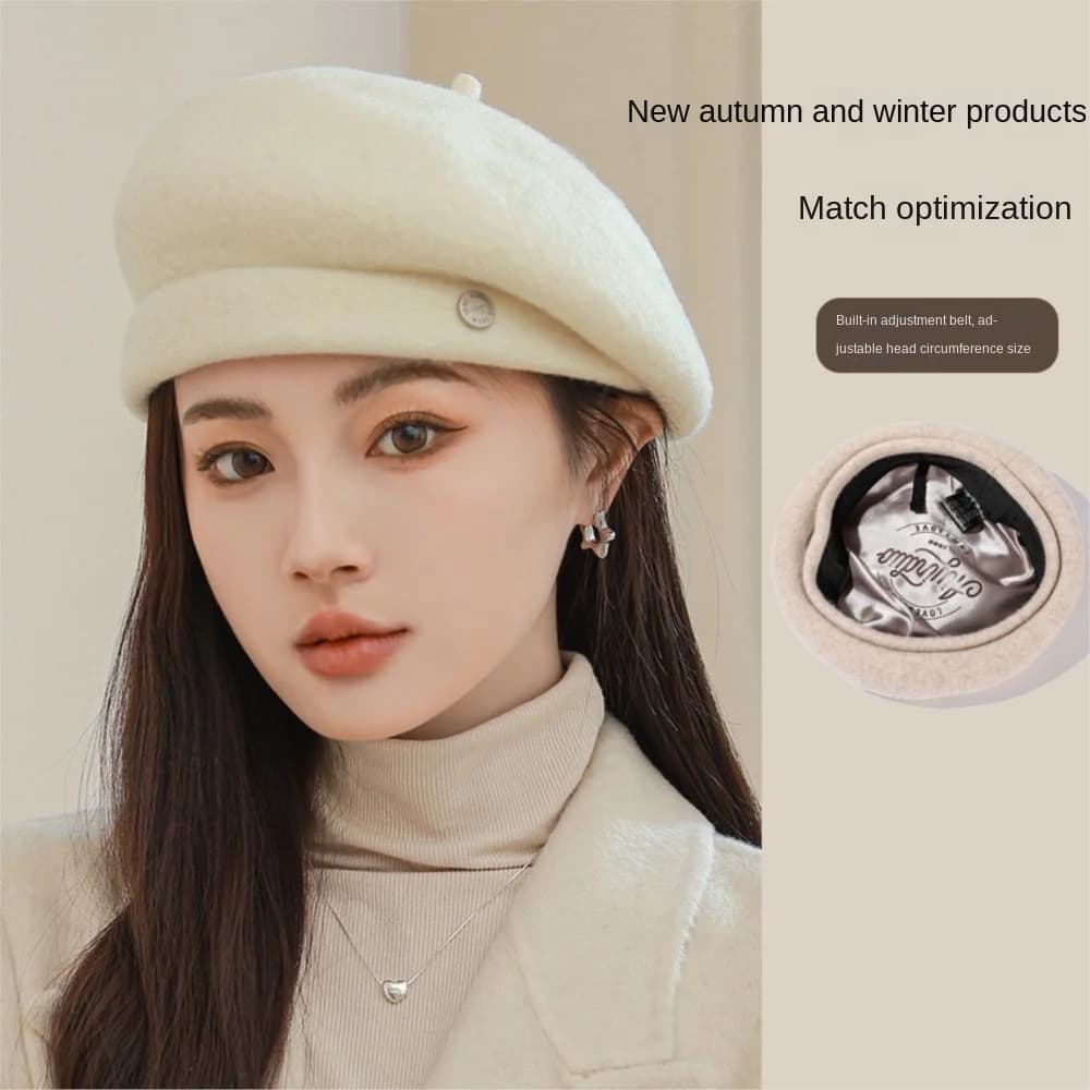 Chapeau de journal en laine asymétrique haut de gamme pour femmes, chapeau octogonal d'automne et d'