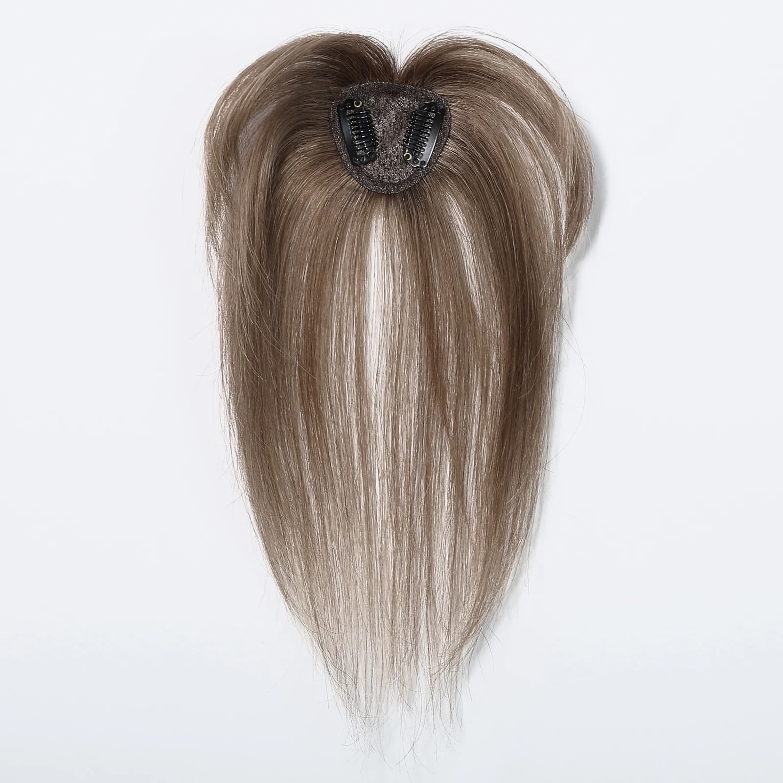 100% Remy cheveux humains Toppers avec frange brun clair postiches 3D vaporeux frange pour les femme