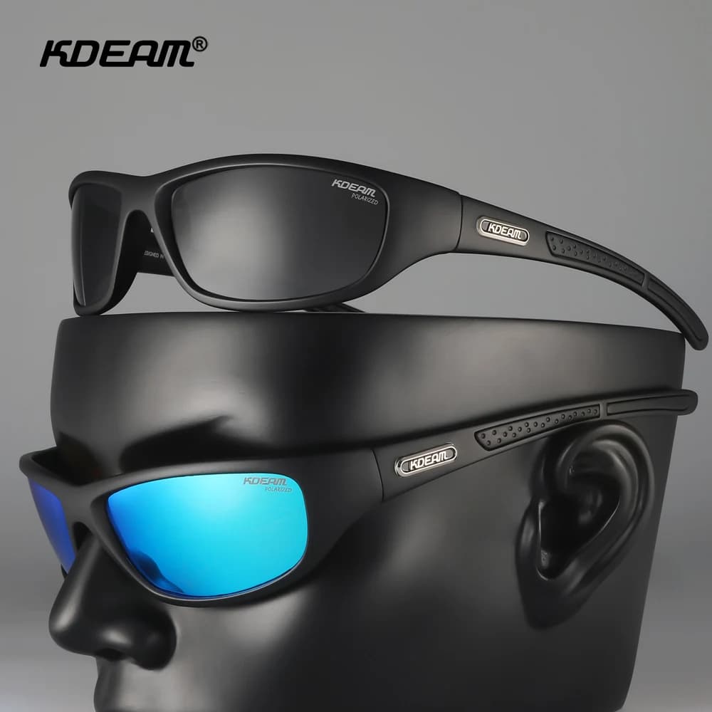 KDEAM-Lunettes de soleil polarisées avec étui à fermeture éclair pour homme, matériau TR90, logo de 