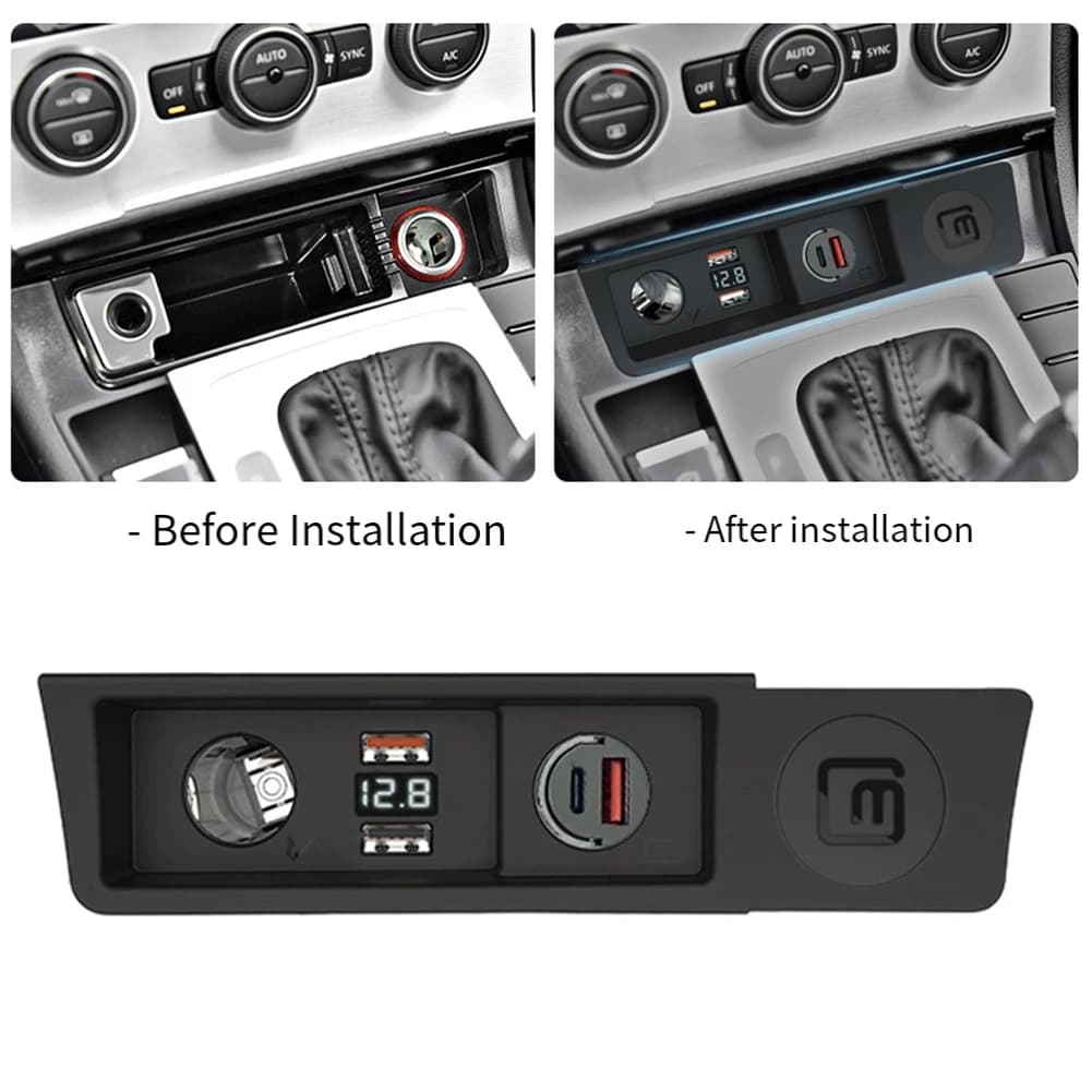 Prise de chargeur de voiture USB, charge rapide, pour Passat B6 B7 07-16, pour CC 10-18, ABS noir, p
