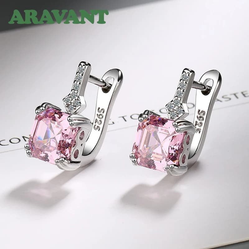 Aravant-Boucles d'oreilles carrées en argent regardé 925 pour femme, bijoux fantaisie