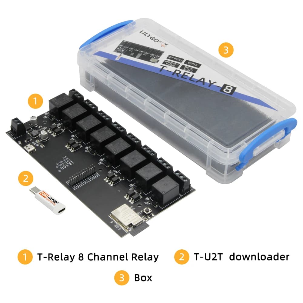 LILYGO ®   Module de relais t-relay 5V 8 canaux ESP32, carte de développement sans fil, WIFI, Blueto