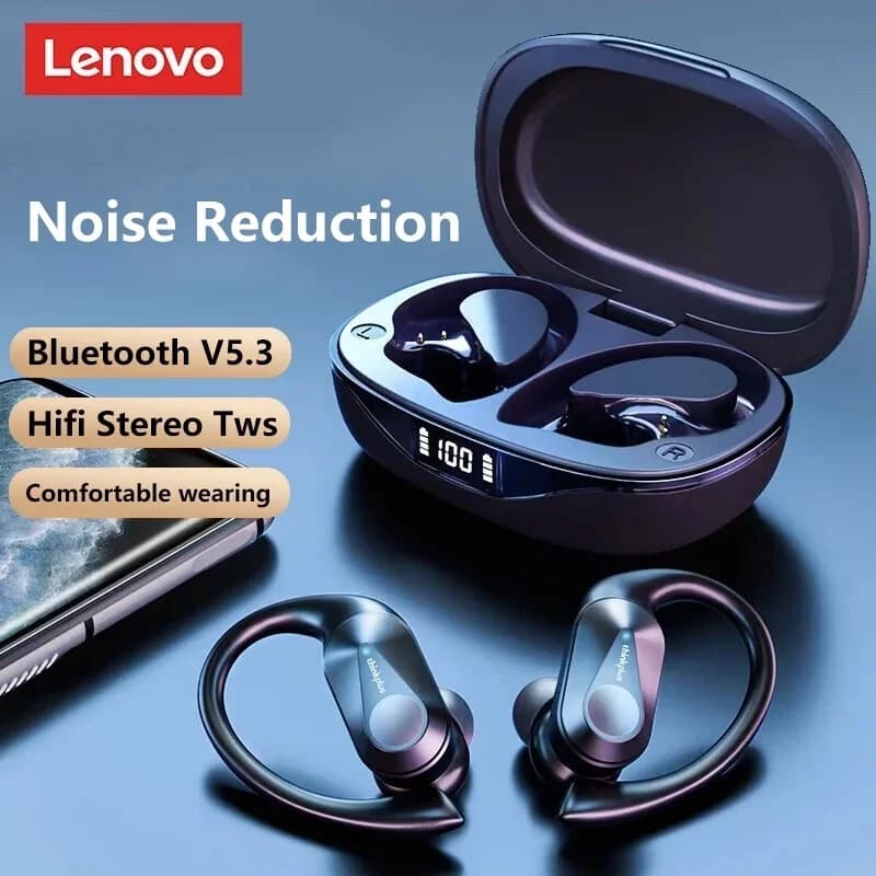 Écouteurs Bluetooth V5.3 originaux Lenovo LP75 TWS, sans fil, affichage numérique LED, réduction du 