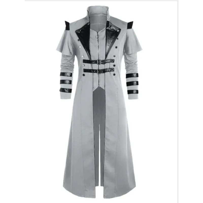 Vintage Halloween médiéval Steampunk Assassin elfes Pirate Costume adulte hommes noir longue veste f