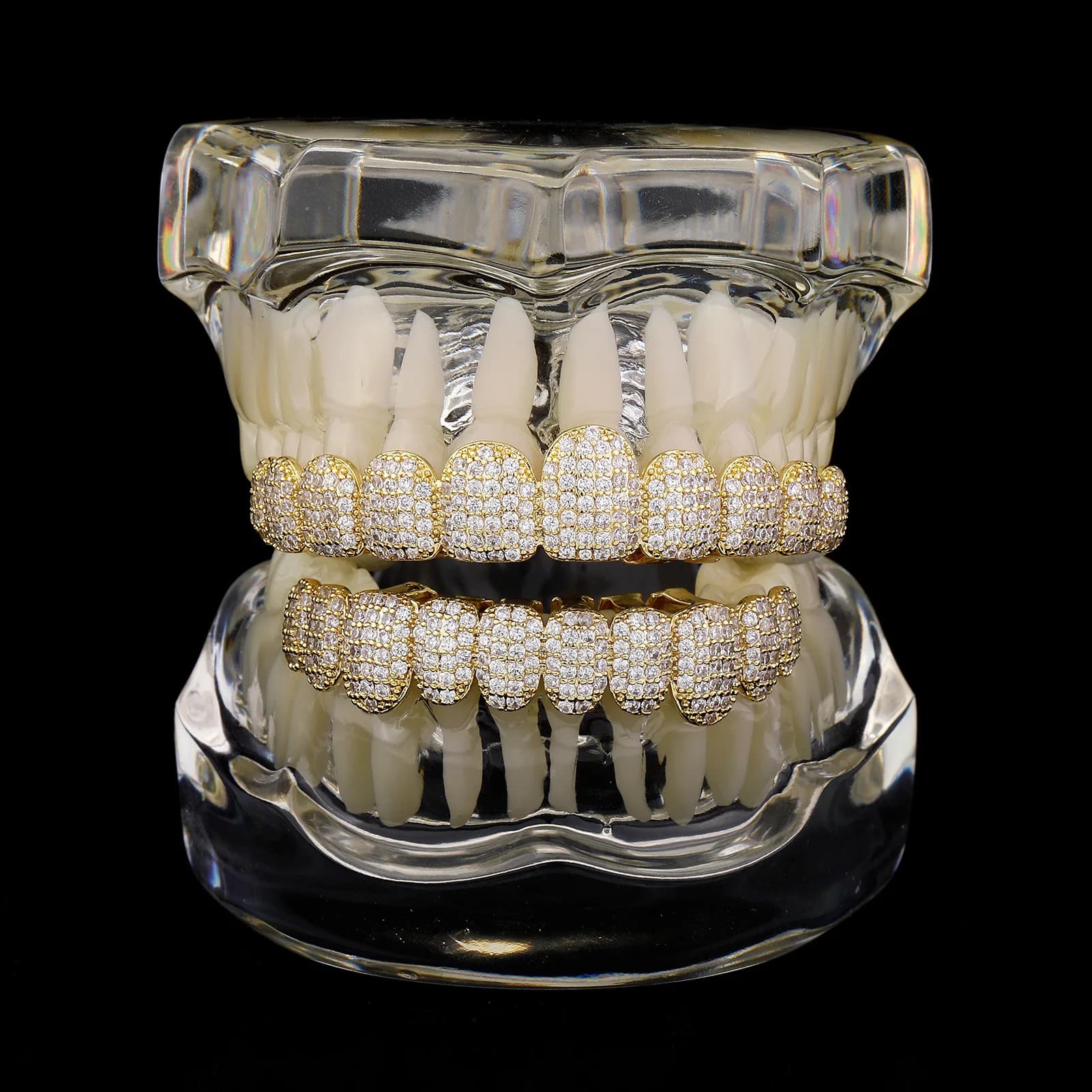 RACHELZ Hip Hop 10/10 glacé CZ pierre dents Grillz Punk rappeur cubique zircone dent casquettes pour
