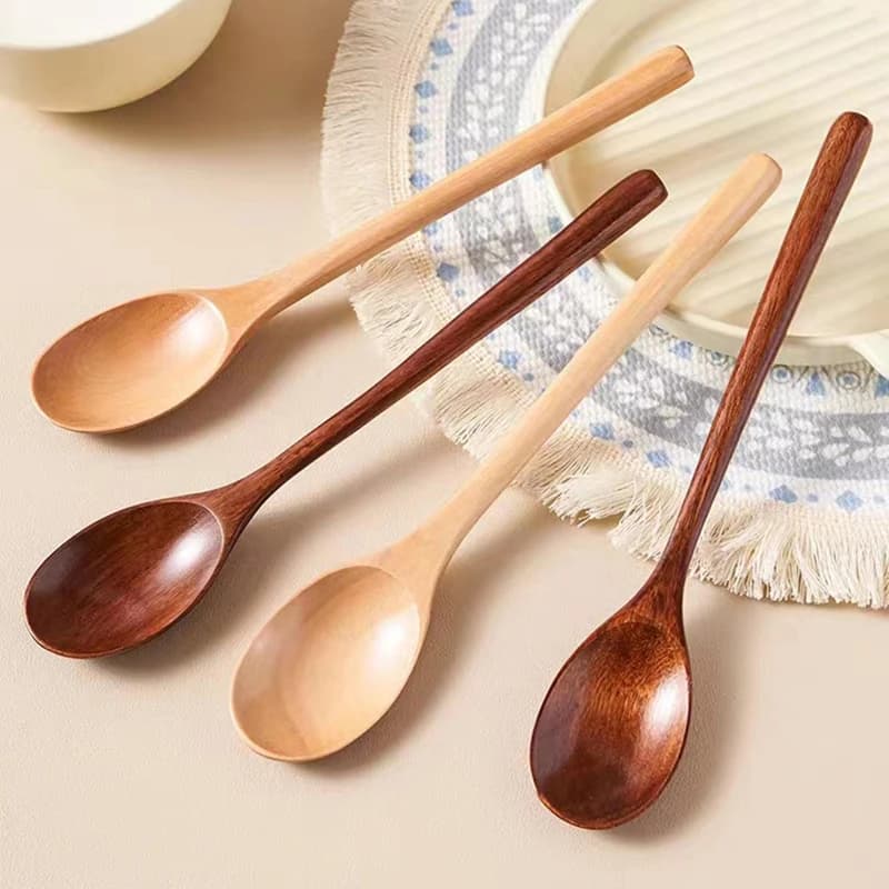 Cuillère à thé en bois, 2 pièces, ustensiles de cuisine, pour soupe, café, miel