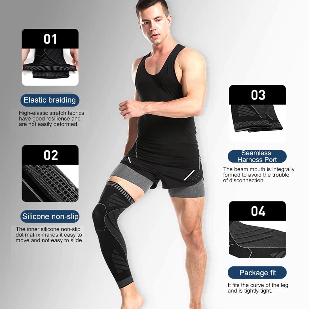 BraceTop 1 PC Manchons de jambe complets Manchons de jambe à compression longue Manchons de genou Pr