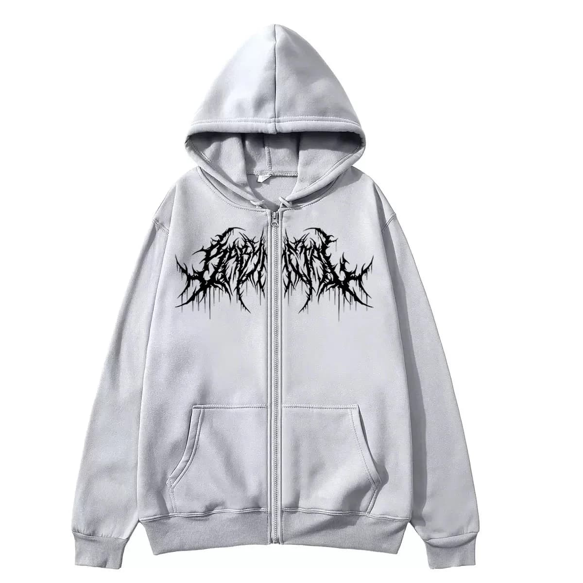 Sweat à capuche zippé Y2K pour hommes, vêtements avec imprimés graphiques, style hip hop, gothique, 