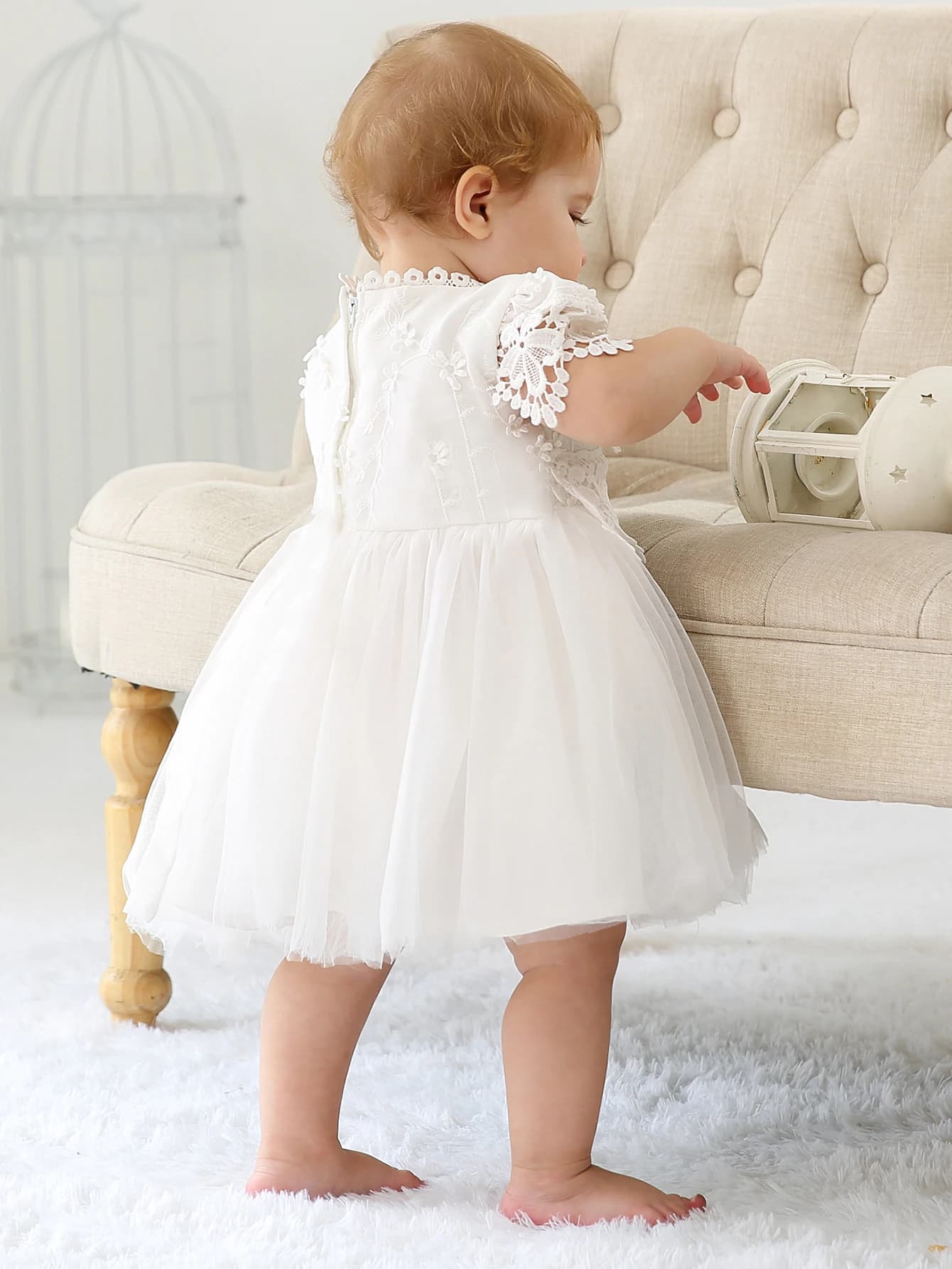 Robe de baptême pour bébé fille, tenue de princesse blanche pour fête d'anniversaire et de mariage