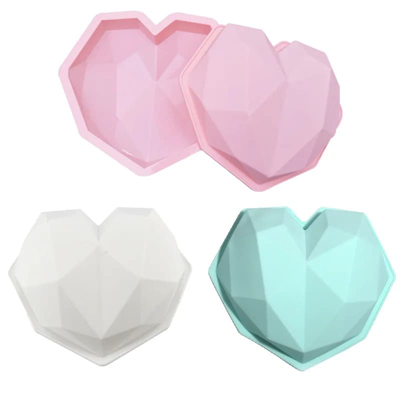 Grand diamant coeur Silicone moule grand amour coeur gâteau Fondant bricolage moule gâteaux Mousse c