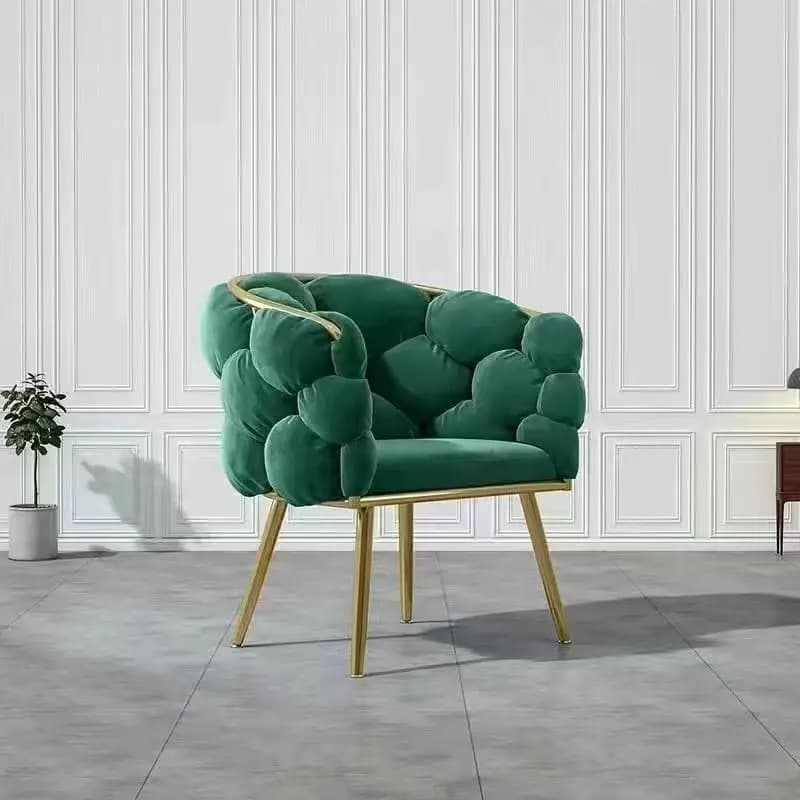 Formwell Loisirs Canapé simple Fauteuil en velours avec pieds dorés Chaise de maquillage avec rembou