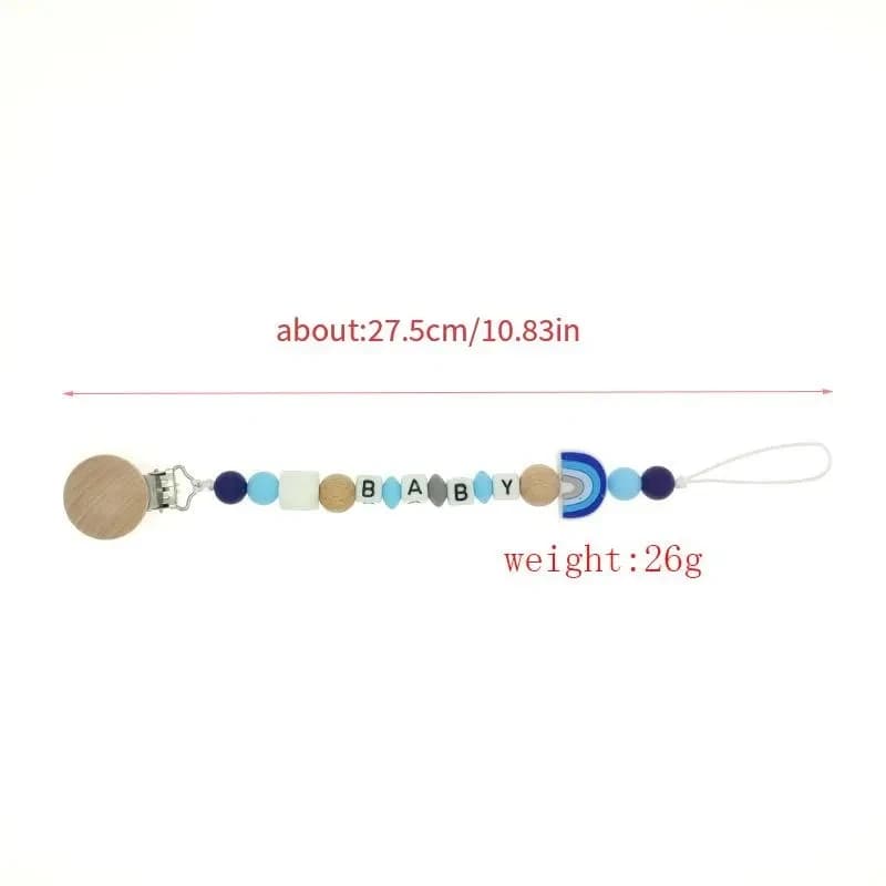 Chaîne de sucette en silicone avec clip en hêtre, produits pour bébés