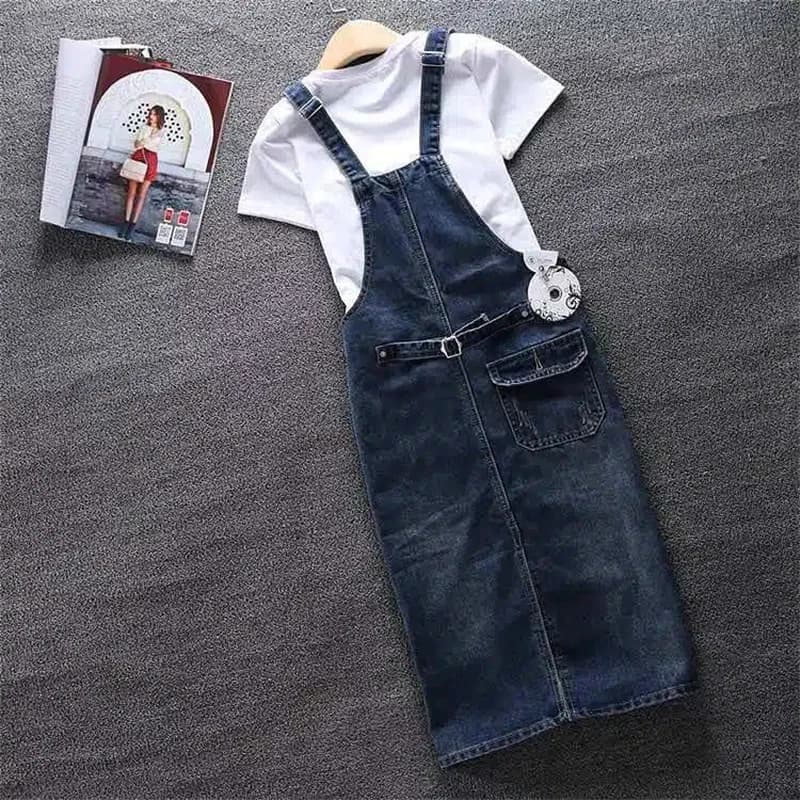 Robe en jean à bretelles pour femmes, robe longue en denim, robe de cow-boy décontractée, vêtements 