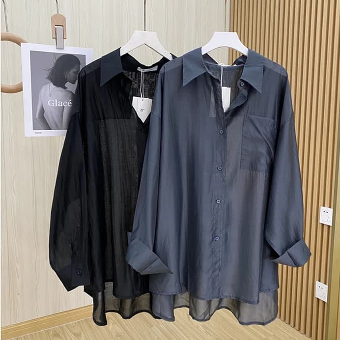 Lyocell-Chemisier en soie vintage pour femme, léger, crème solaire, chic, confortable, manches longu