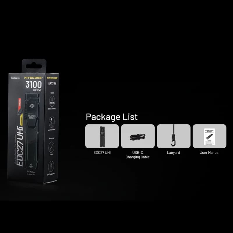 NITECORE EDC27 UHI lampe de poche tactique Rechargeable 3100Lumens avec affichage OLED en temps réel