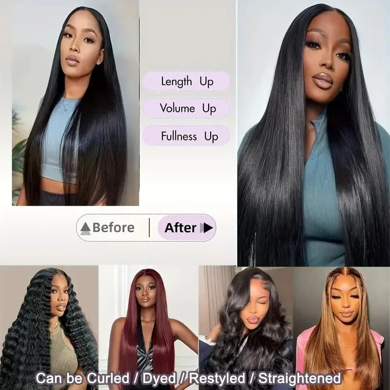 Lot de 3 ou 4 mèches de cheveux humains brésiliens Remy non traités, lisses et raides, de 30 à 32 po