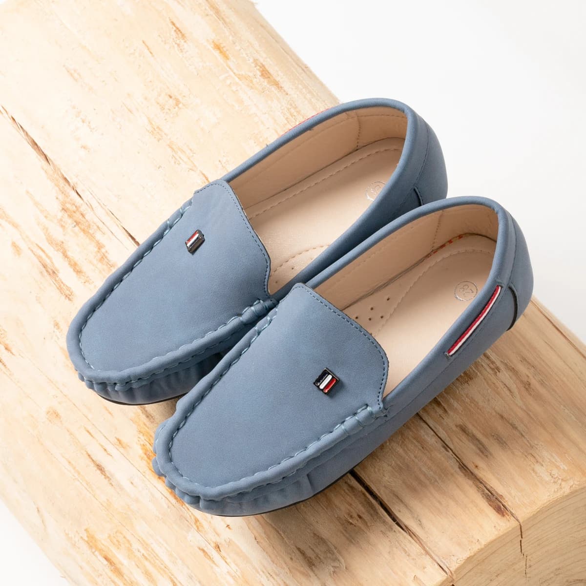 Mocassins en daim à enfiler pour garçons, avec détails de couture, chaussures décontractées pour tou