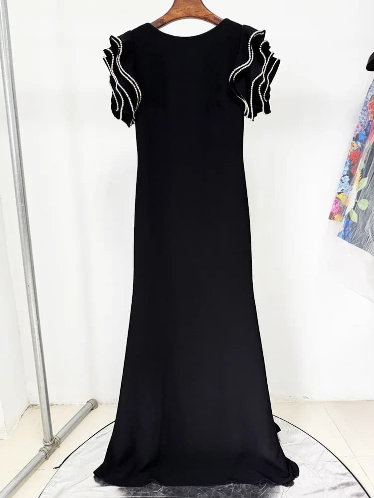 HIGH STREET Nouvelle Collection 2026 Robe Longue de Soirée Designer pour Femme, Ornée de Perles et d