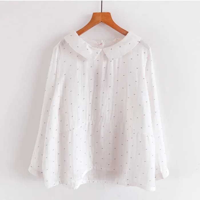 Chemise à manches longues en fil de coton pour femmes, chemisiers décontractés, haut imprimé à rever