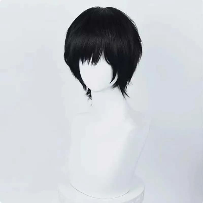 Perruque de Cosplay Anime Yoshida Hirofumi, perruque courte noire de 35cm, cheveux synthétiques rési